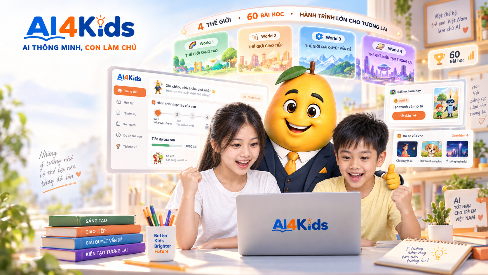 Giới thiệu AI4Kids — 4 tập, 60 bài học, hành trình lớn cho tương lai
